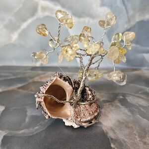 Wire Citrine Gemstone Tree Of Life on Shell